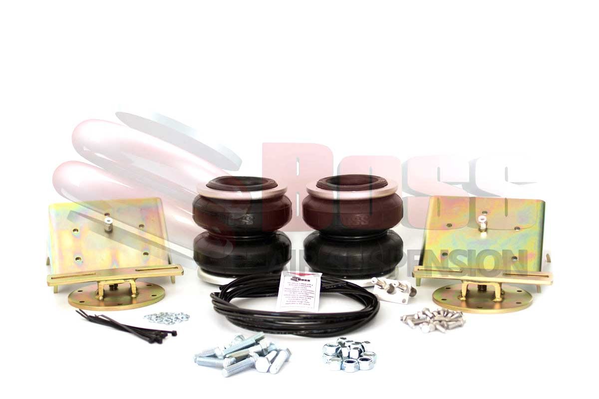 The Load Assist Kit comes with:      2 x BOSS Extreme Series Double Bellow Airbags     4 x brackets (2 upper & 2 lower)     Mounting Hardware     Quality SAE J844 Government Approved Airline     Dual Schrader Valves Mounted in Stainless Panel     Instruct