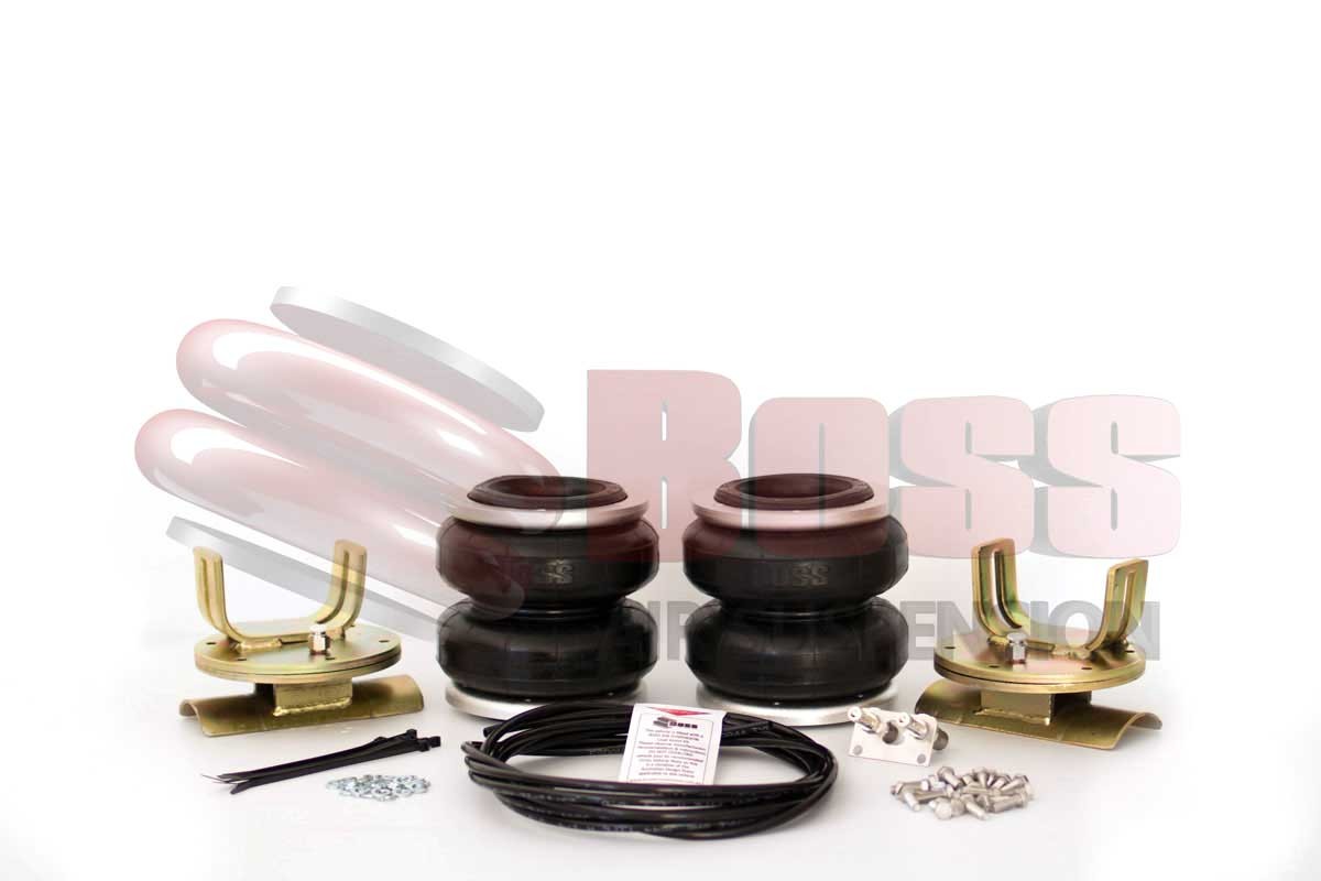 The Load Assist Kit comes with:      2 x BOSS Extreme Series Double Bellow Airbags     4 x brackets (2 upper & 2 lower)     Mounting Hardware     Quality SAE J844 Government Approved Airline     Dual Schrader Valves Mounted in Stainless Panel     Instruct