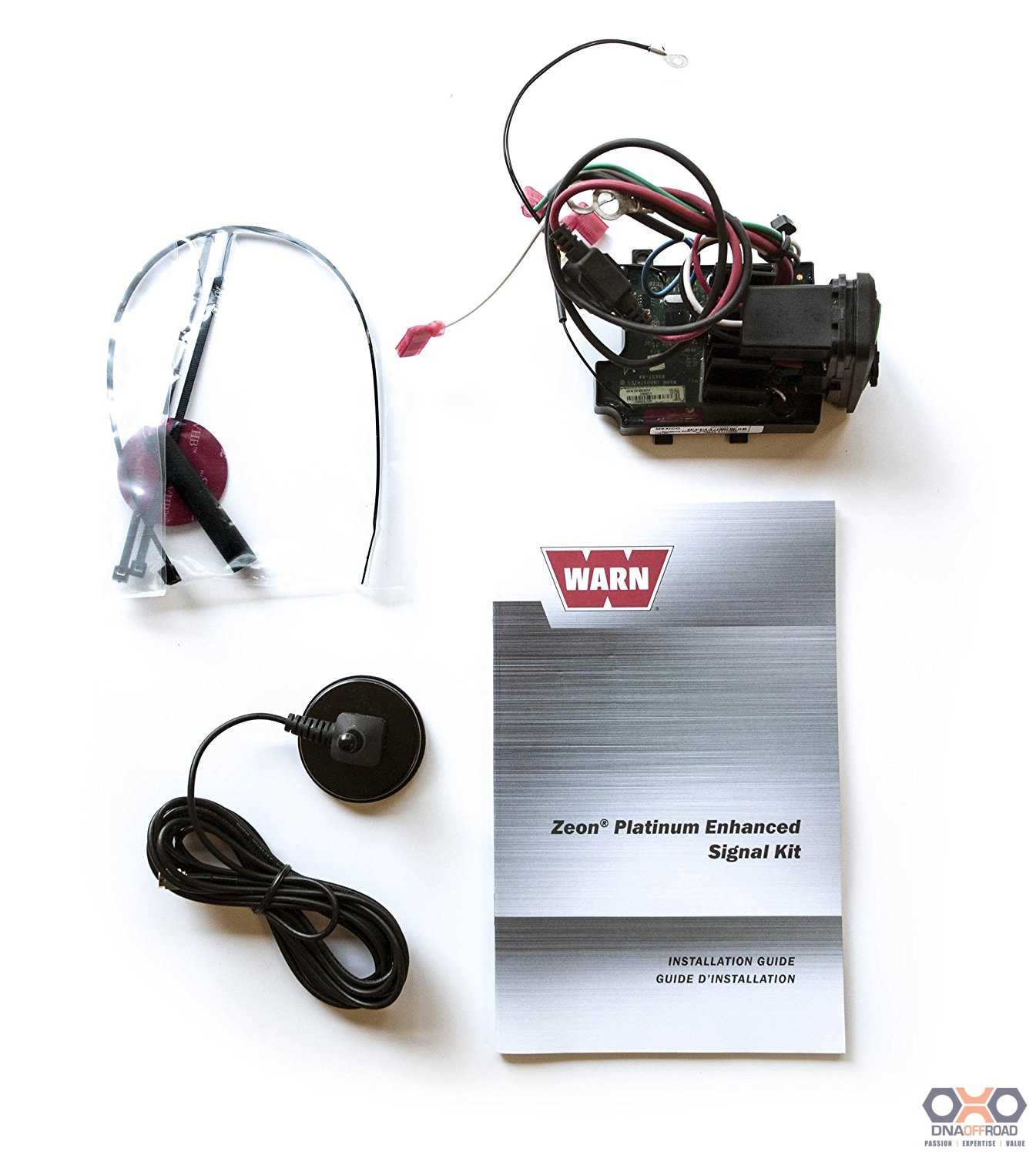 The WARN 94288 Enhanced Signal Kit allows for enhanced signal reach of the Advanced Wireless Remote.  The kit locates the remote antenna out from the control pack in the engine bay and higher up, allowing the antenna to reach a higher level, therefore all